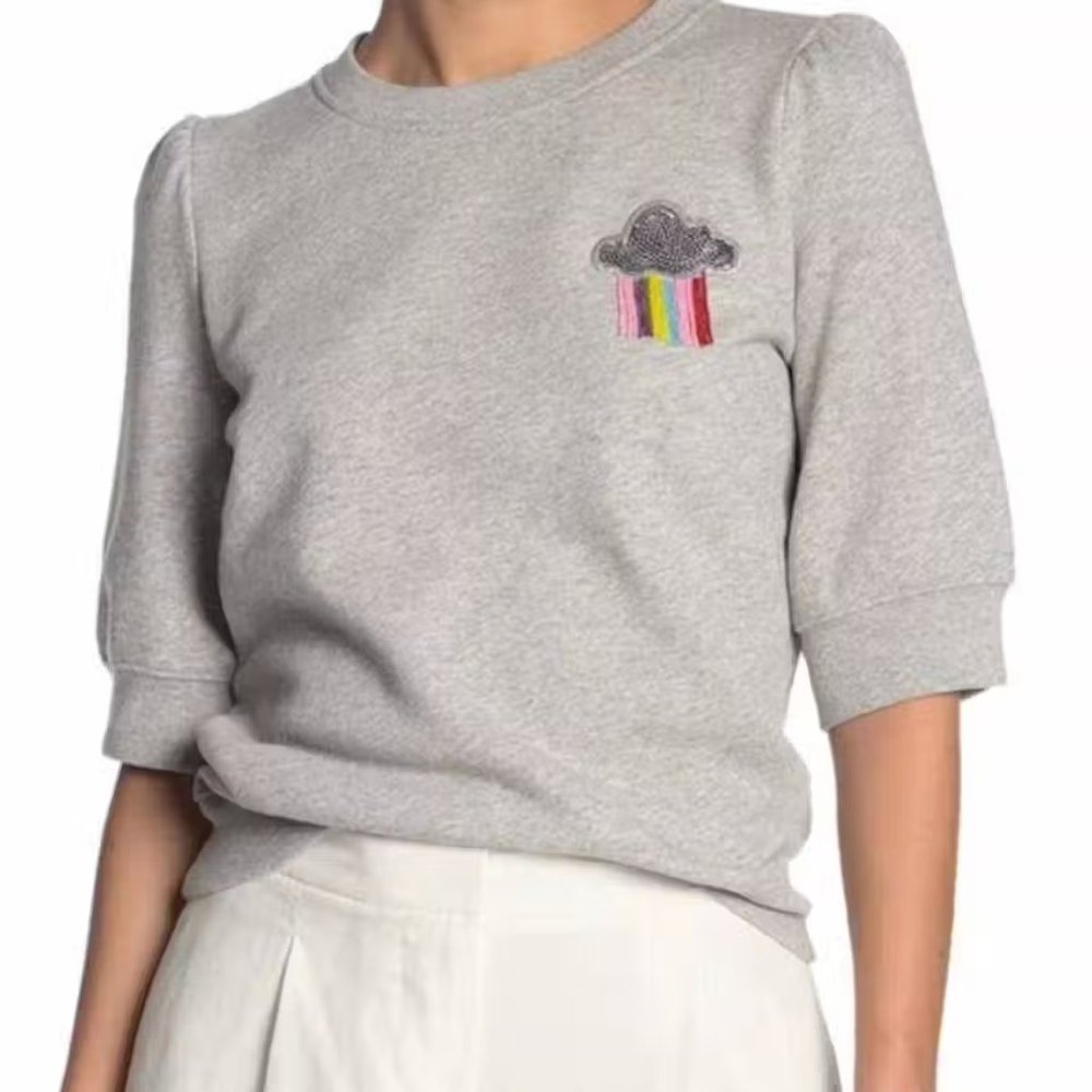 Kate Spade Rain or Shine Short Sleeve Sweatshirt - XS NWT